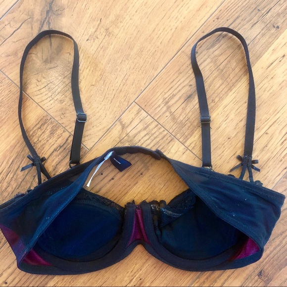 *SOLD IN BUNDLE TRADE* Sexy Bra Black/Pink Bows - Picture 4 of 5